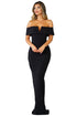 Sexy Black Social Event Red Carpet Off-shoulder Party Evening Dress